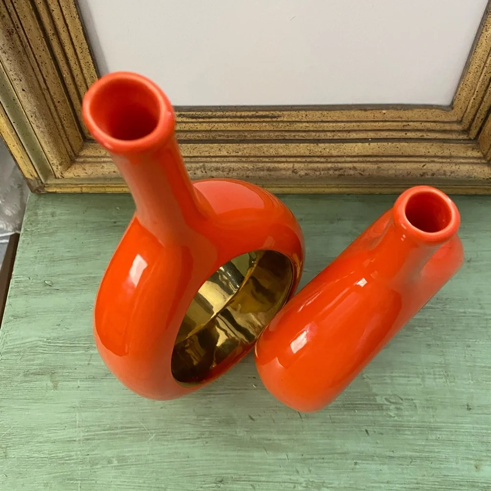 Vibrant Orange Ceramic Vases